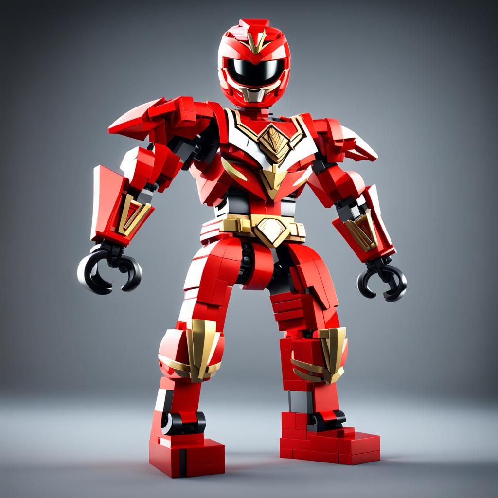 Lego Red Power Ranger in 3D Game Style