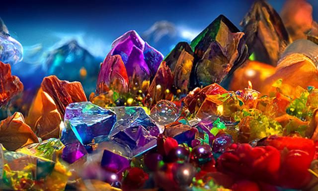 Enchanting Crystal Landscape in Hyperrealistic Digital Art