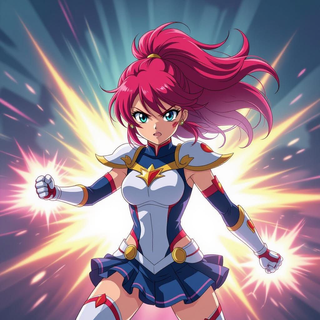 Anime Girl Transforms Into Heroic Figure