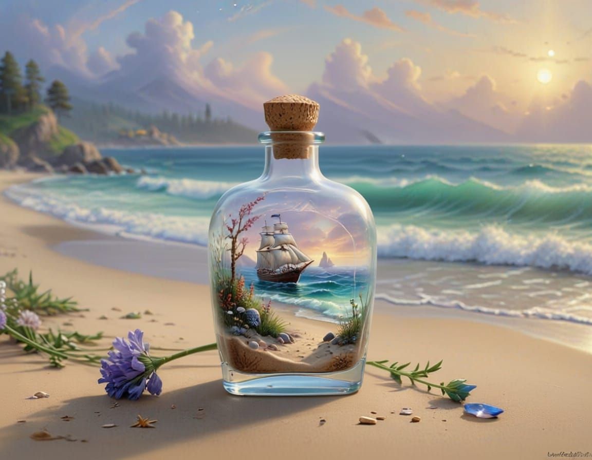 Miniature Ship Inside Glass Bottle
