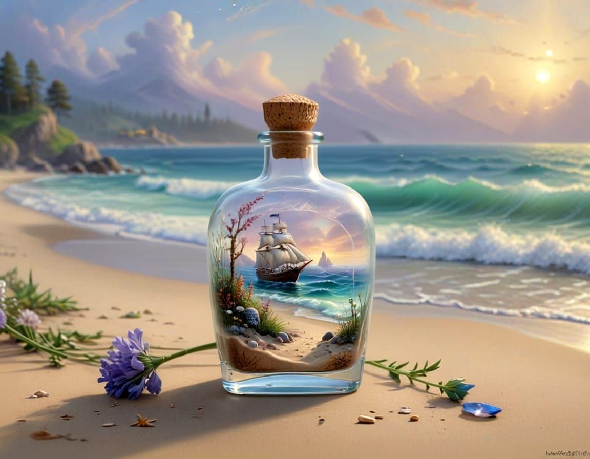 Miniature Ship Inside Glass Bottle