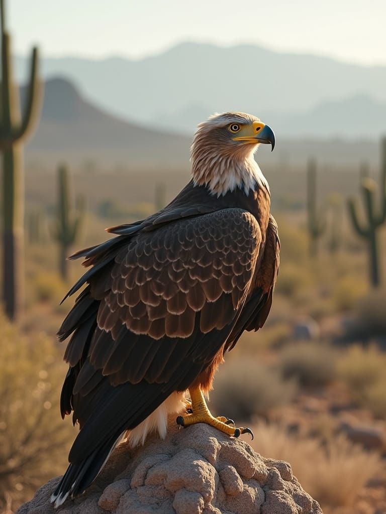 Eagle in Desert Landscape, Professional Photography