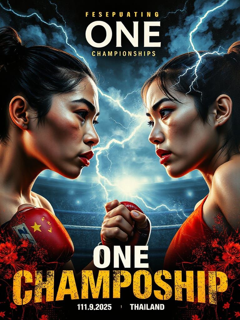 Female Muay Thai Kickboxing Poster in Graffiti Style