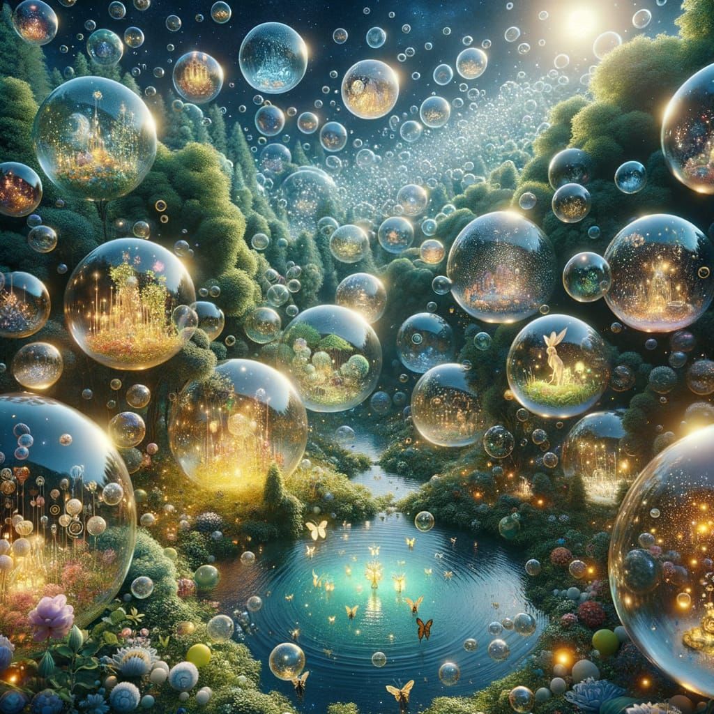 Magical Bubbles Floating in a Cosmic Forest
