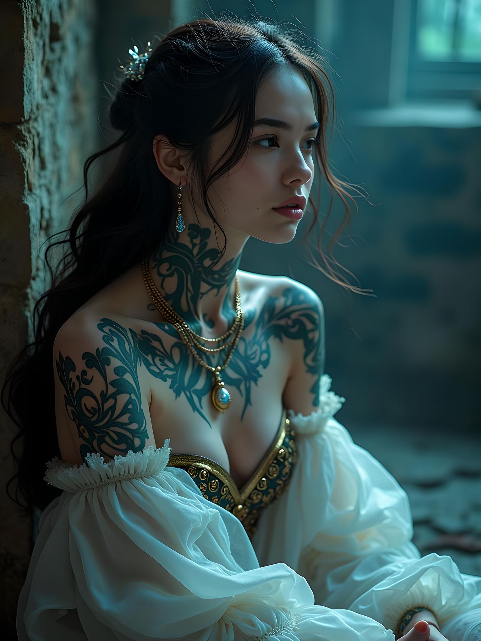 The sentient tattoo, a swirling vortex of iridescent ink, wh...