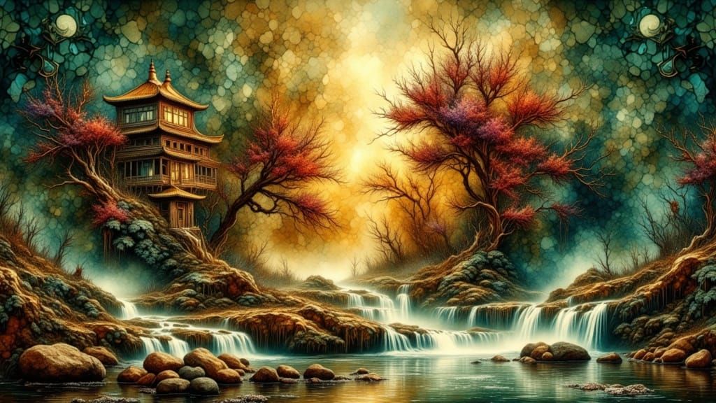 Vibrant Abstract Energy Cleansing Room in Grungy Oil Style