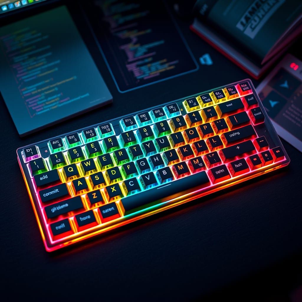 Sleek Mechanical Keyboard with Vibrant Git Command Keys