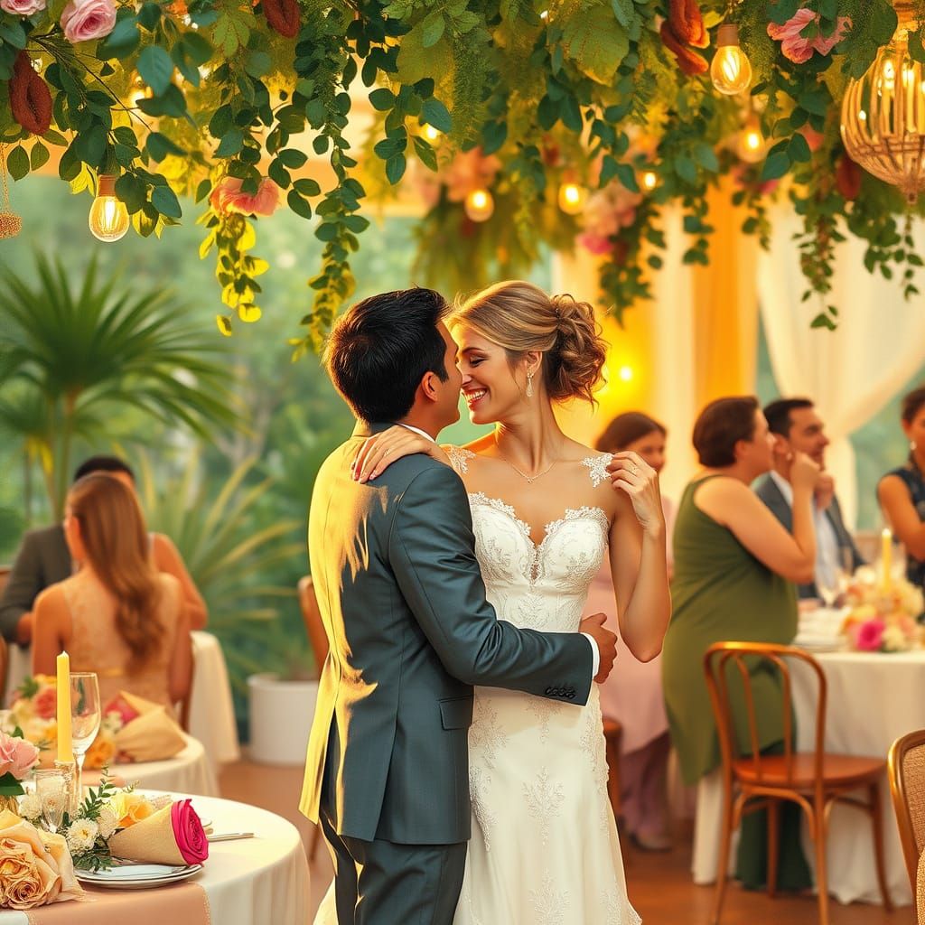 Wedding Celebration in Vibrant Impressionist Style