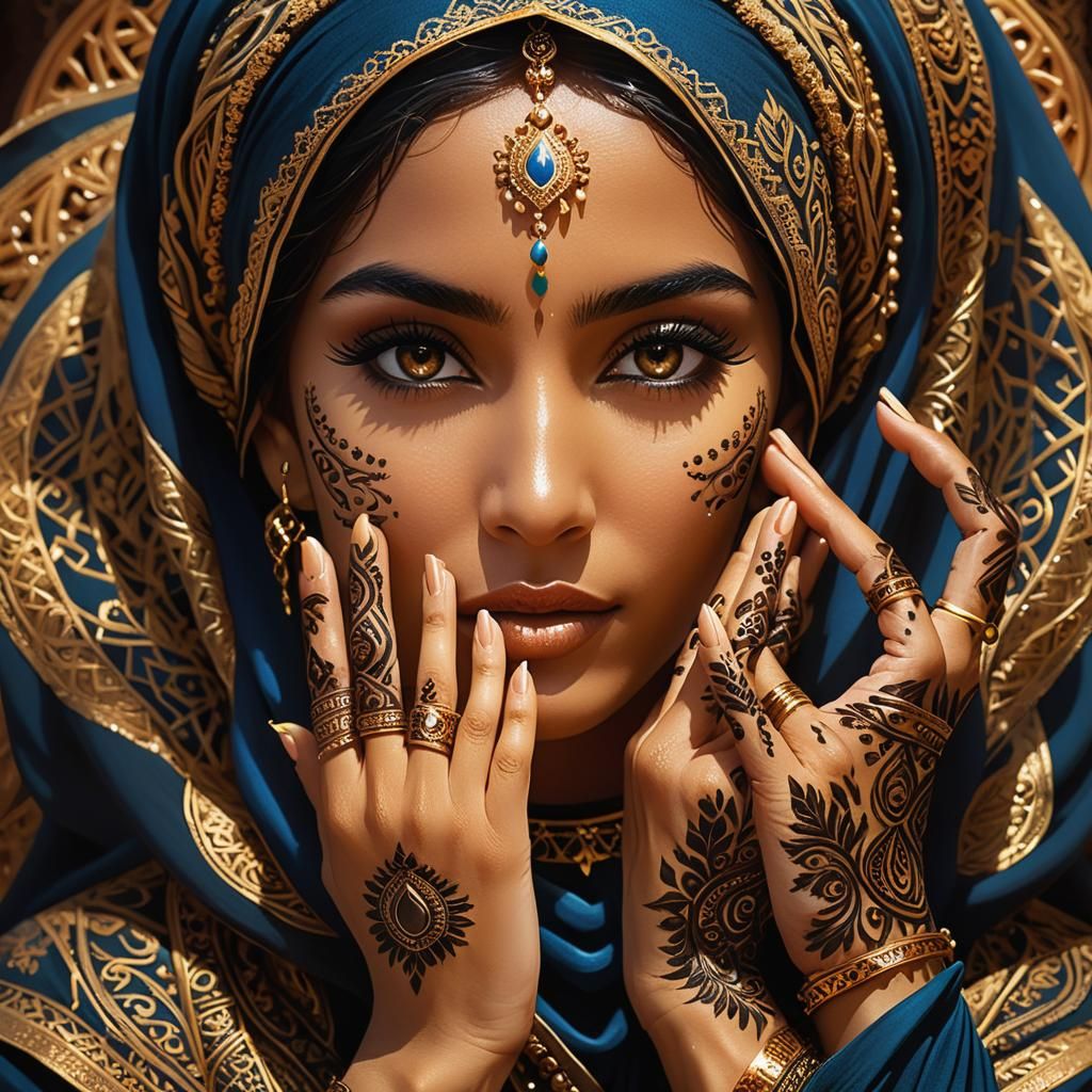 Mystical Arabic Sorceress in Golden Light