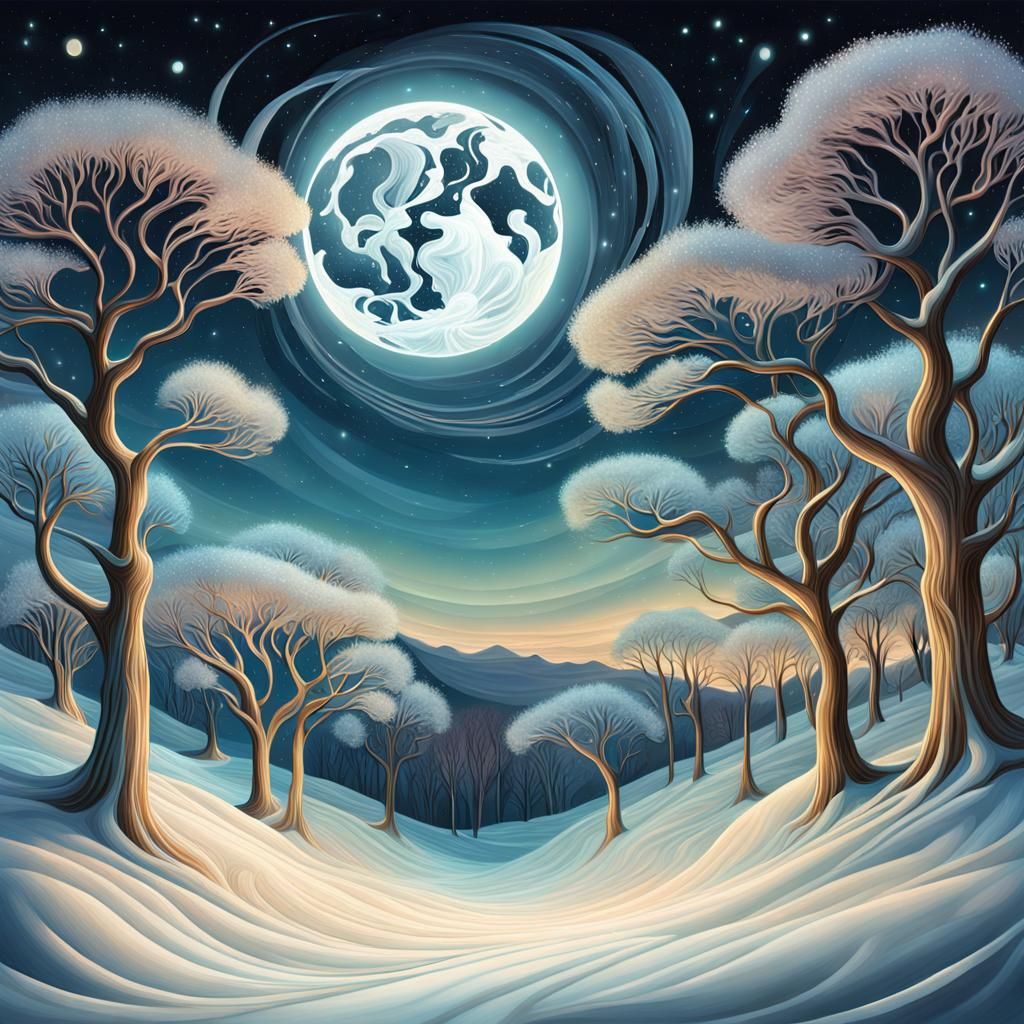 Winter Dreamscape in Art Nouveau Style