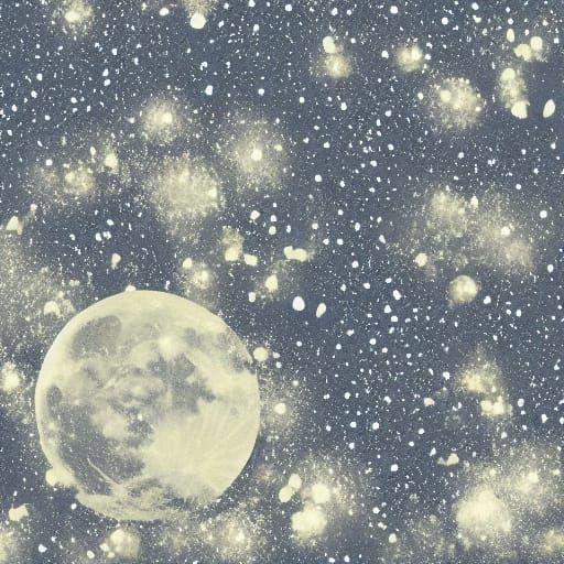 Glowing Moon and Stars in Digital Painting Style