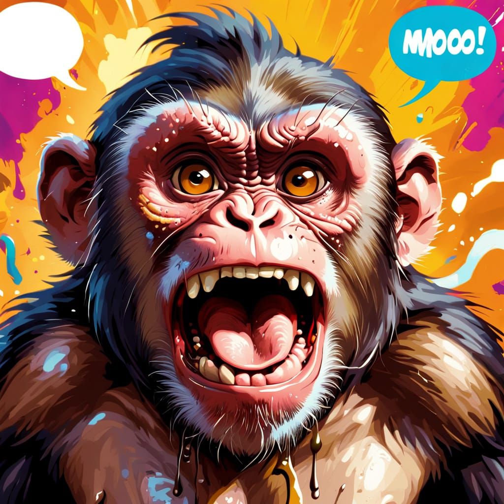 Emotive Primate Portrait in Vibrant Colors