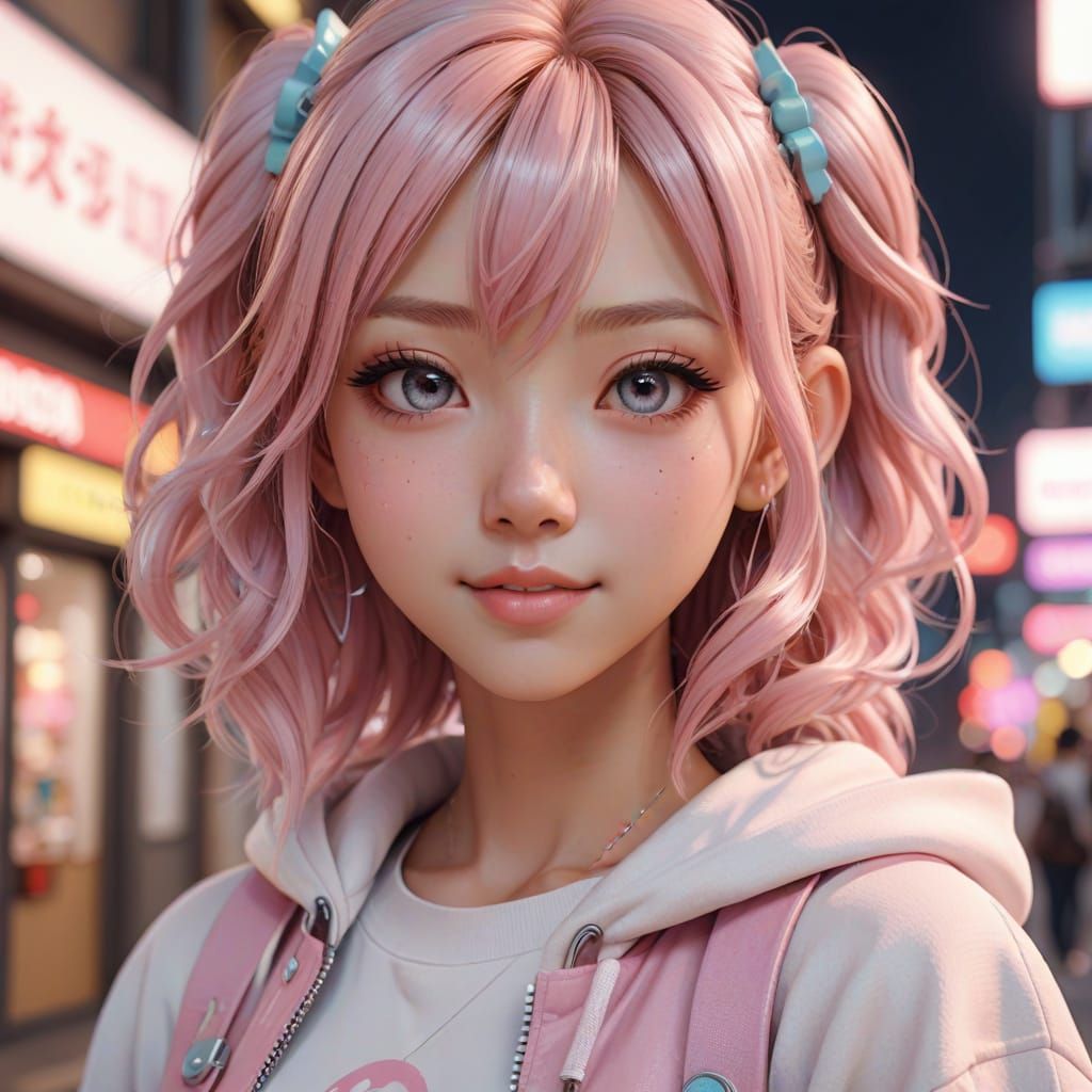 Charming Kawaii Anime Goddess in Pastel Hues