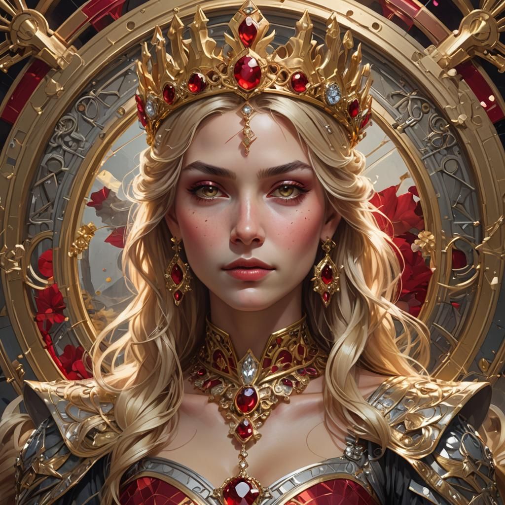 Queen with Golden Hair and Diamond Crown