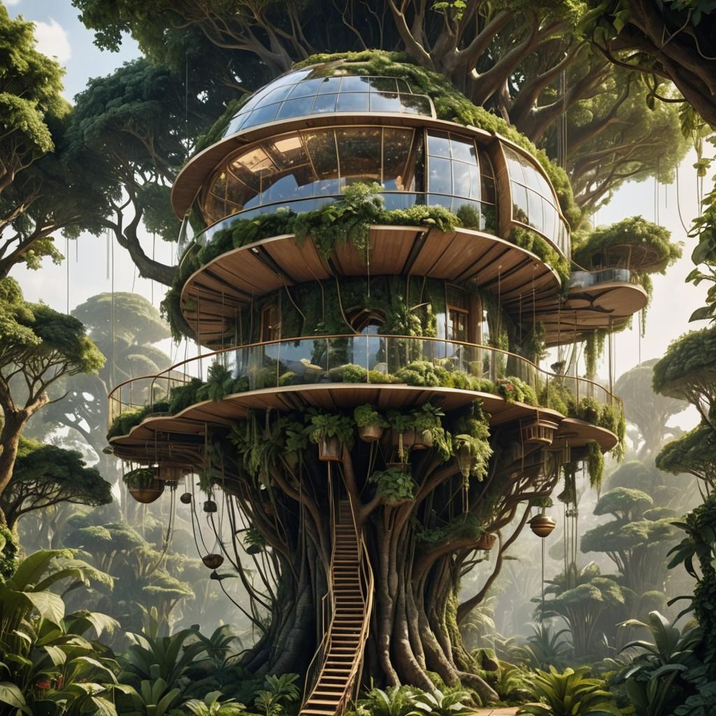 Hanging Gardens Treehouse with UFO