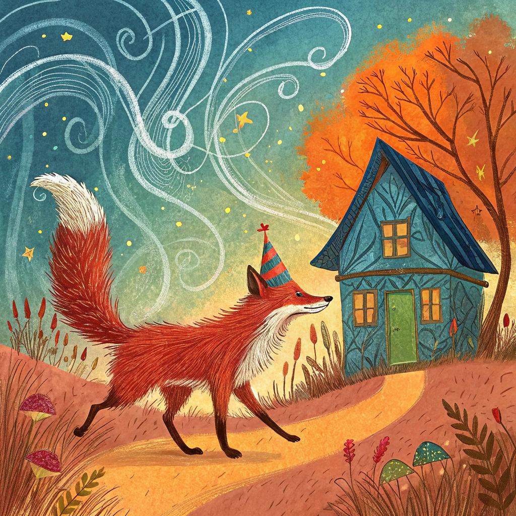 Red Fox Birthday in Abstract Expressionist Style