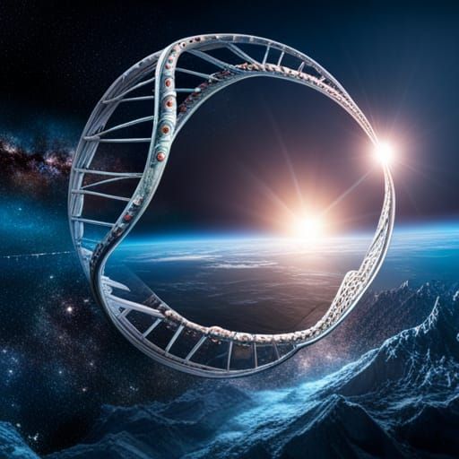 Hyperrealistic DNA Strand Orbiting a Distant Star