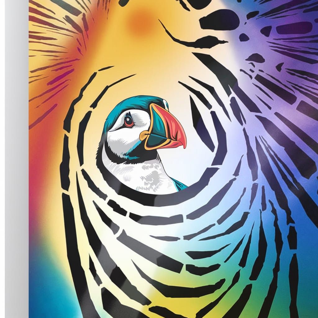 Psychedelic Puffin with Dreadlocks in Reggae Style