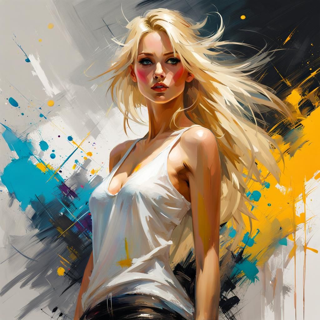 Blonde Goddess Portrait in Expressive Brushstrokes