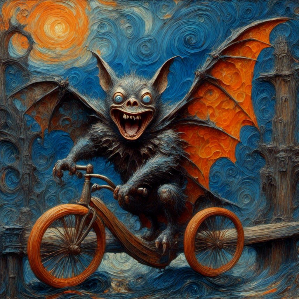 Emotive Bat's Silent Scream in Maximalist Style