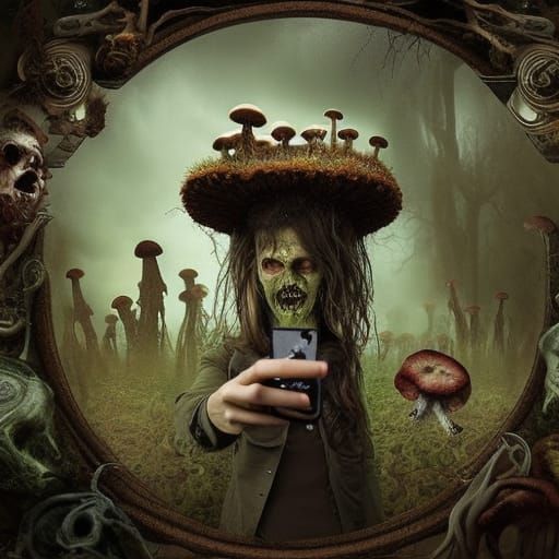 Zombie's Fungal Selfie: Epic Digital Matte Painting