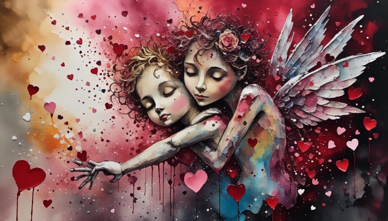 Valentine Cherubs Dancing in Soft Pastels