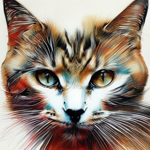 Hyperrealistic Inkblot Cat Portrait