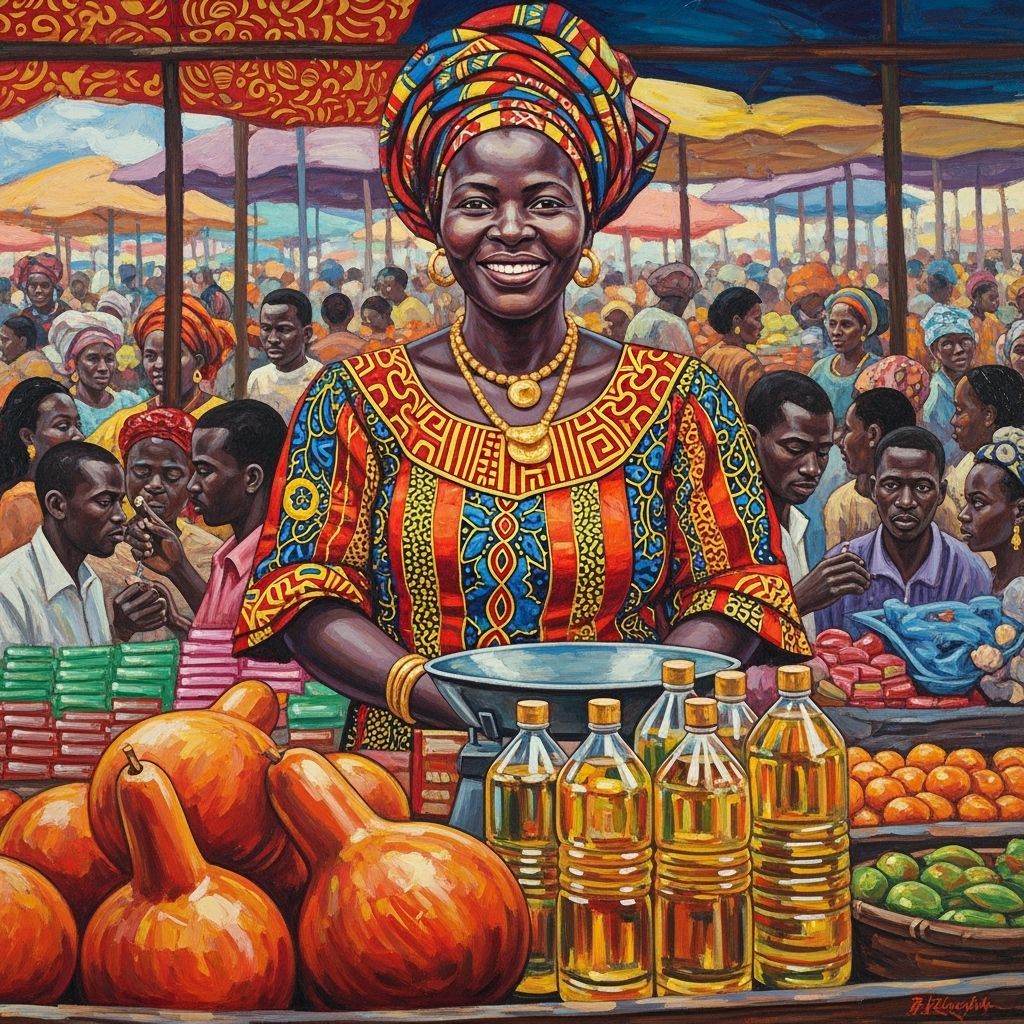African Woman at Market in Contemporary Style
