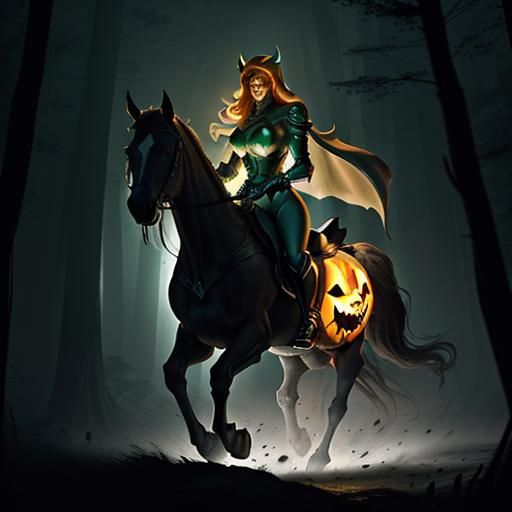 Female Super Luigi as Headless Horseman Digital Art