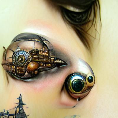 Surreal Eyeball Spaceship Floating in Deep Space
