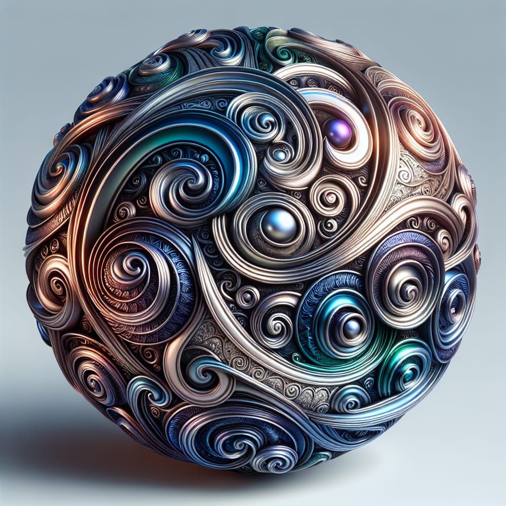 Ornate Sphere with Silver and Jewel Tones