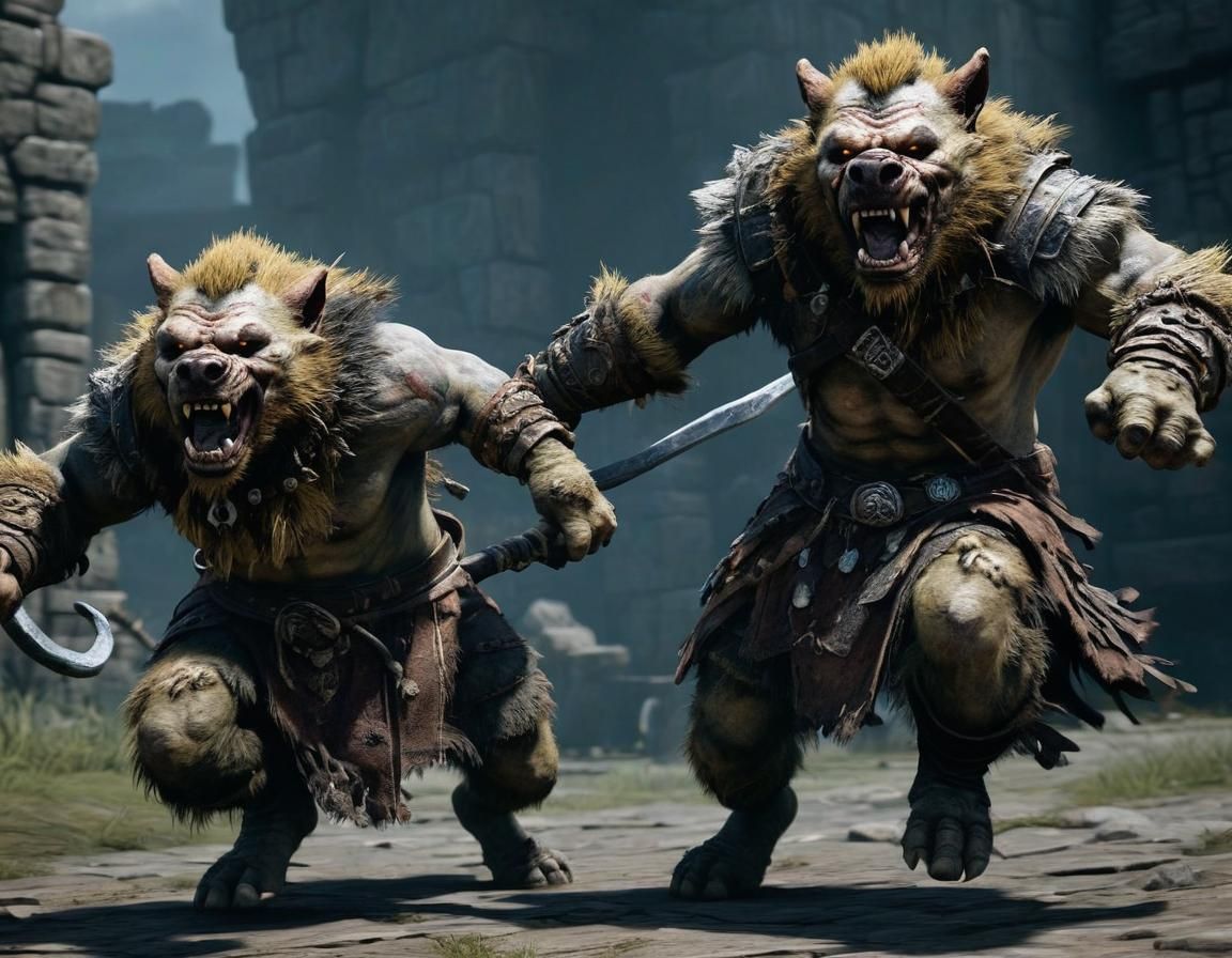 Gnolls Charging Toward Camera