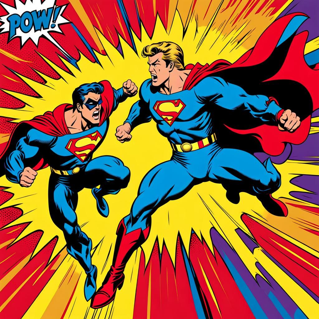 Superhero Showdown in Pop Art Style
