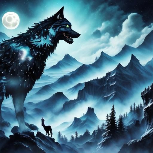 Pearly Seashell Howling at Moon, Fantasy Art