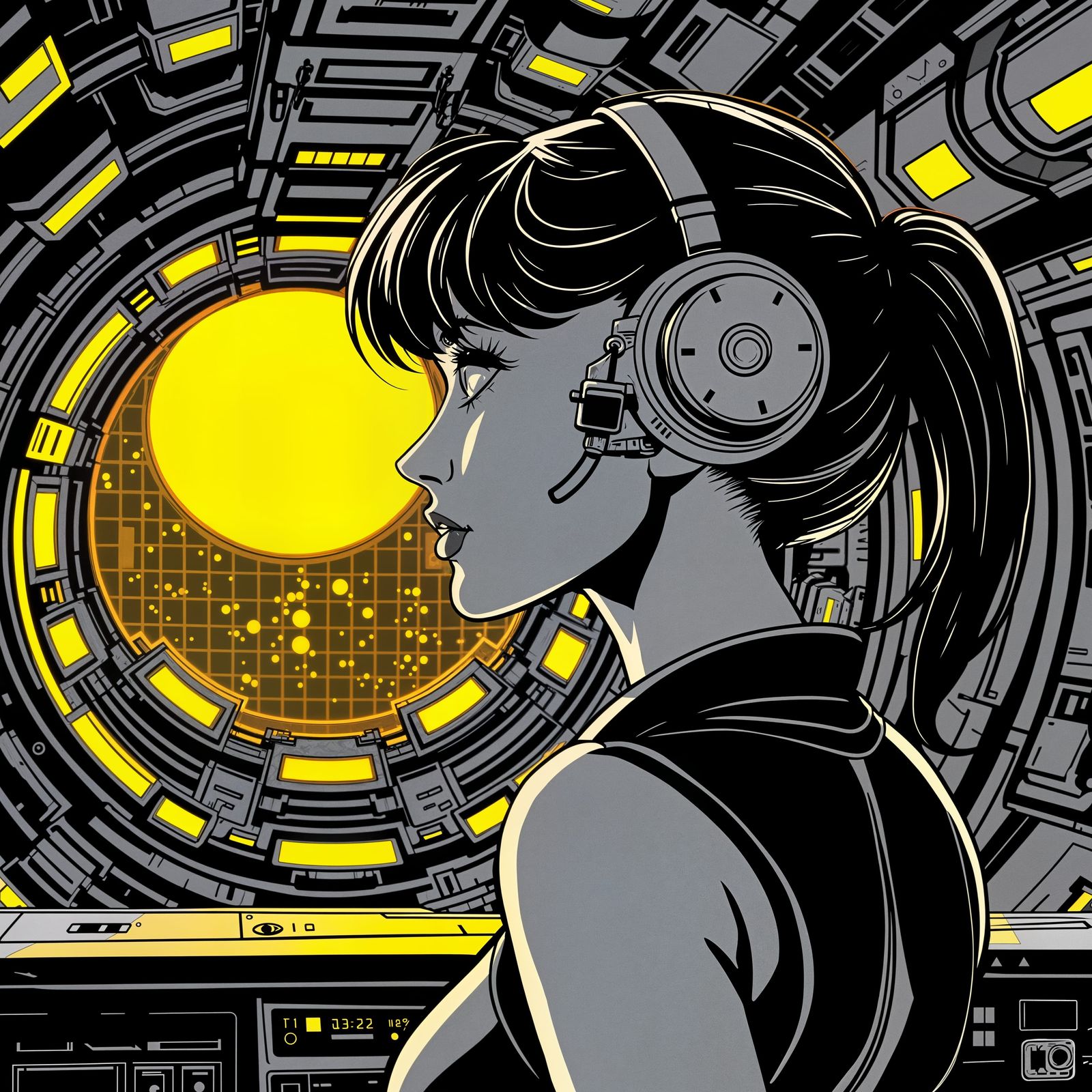Retrofuturistic Cybernetic Eyes in Comic Book Style