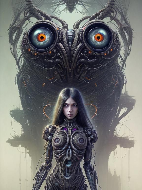 Biomechanical, cybernetic implants, fractal wiring, expressi...