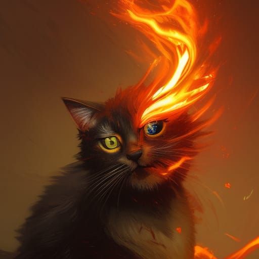 Electrifying Cat in Dark Fantasy Art Style