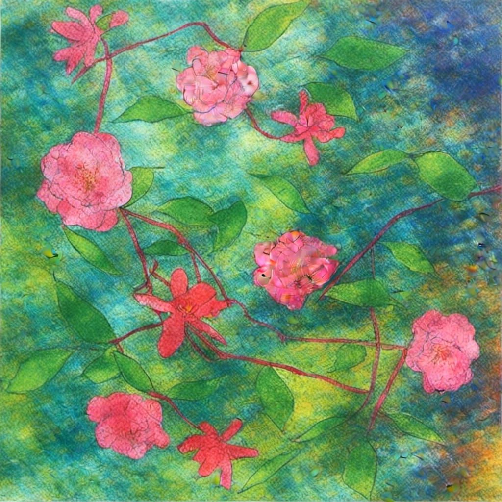 Camellia Blooms in Gelli Plate Style