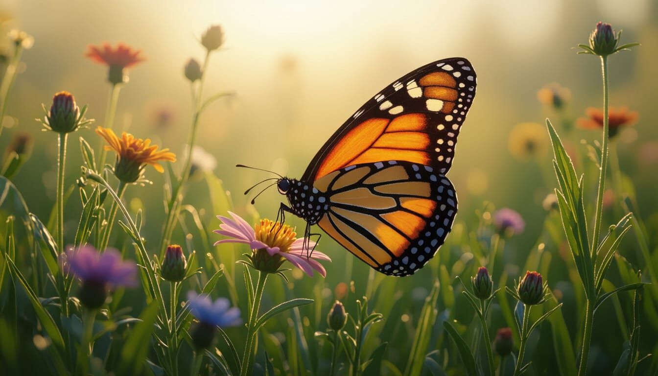 Photorealistic Butterfly in Lush Meadow