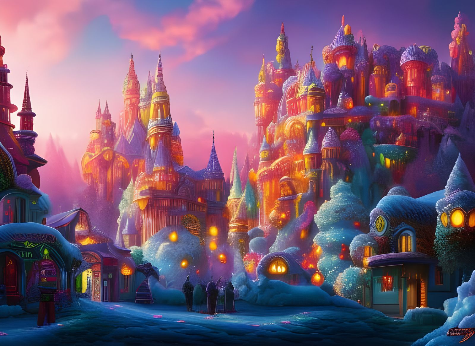 Candy Castle in a Bubblegum Candyland: Digital Art