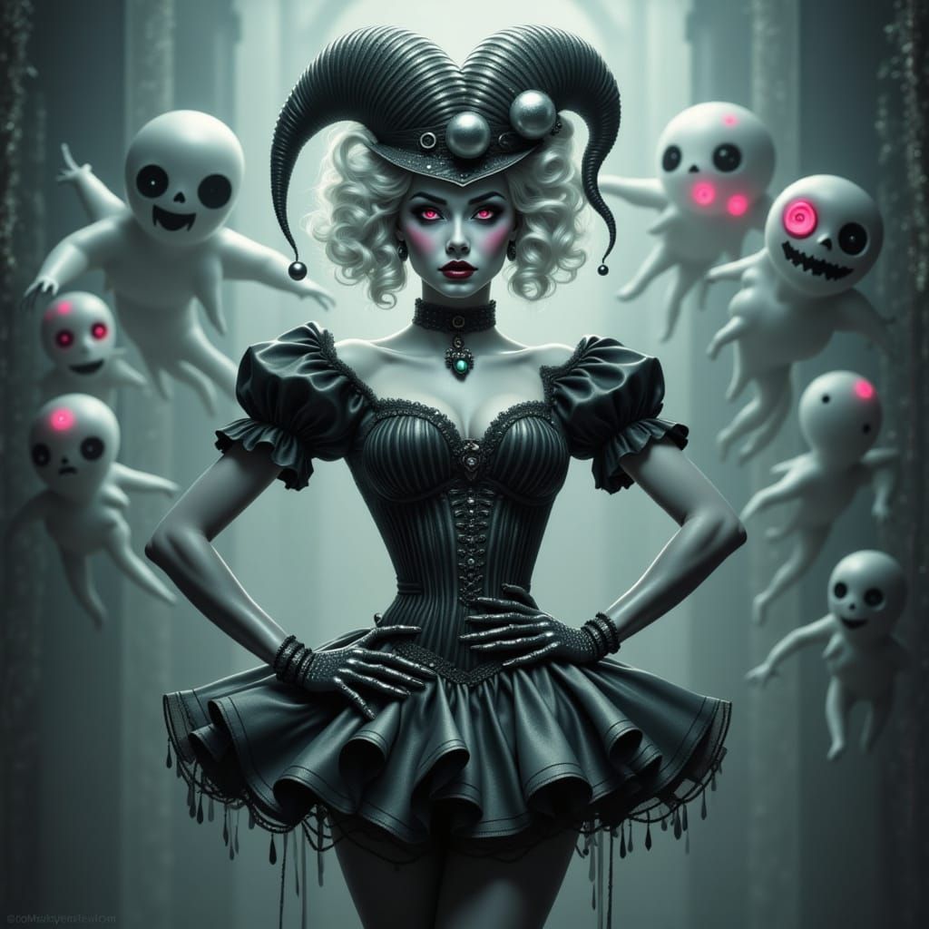 Mysterious French-Caribbean Siren in Haunting Harlequin Atti...