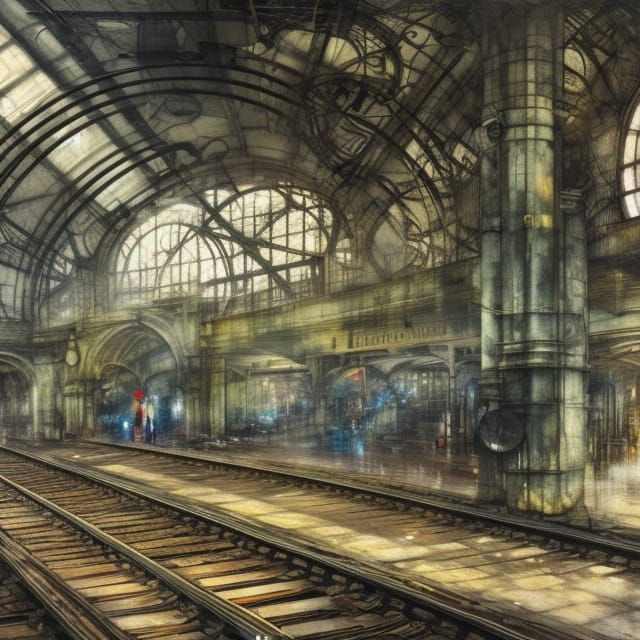 Atmospheric Train Station in Liminal Space