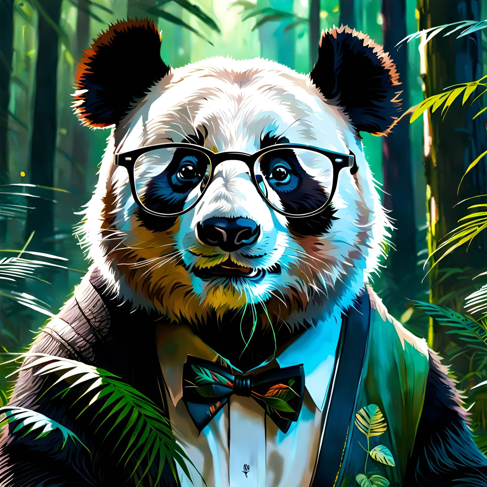 Panda Portrait in a Whimsical Forest