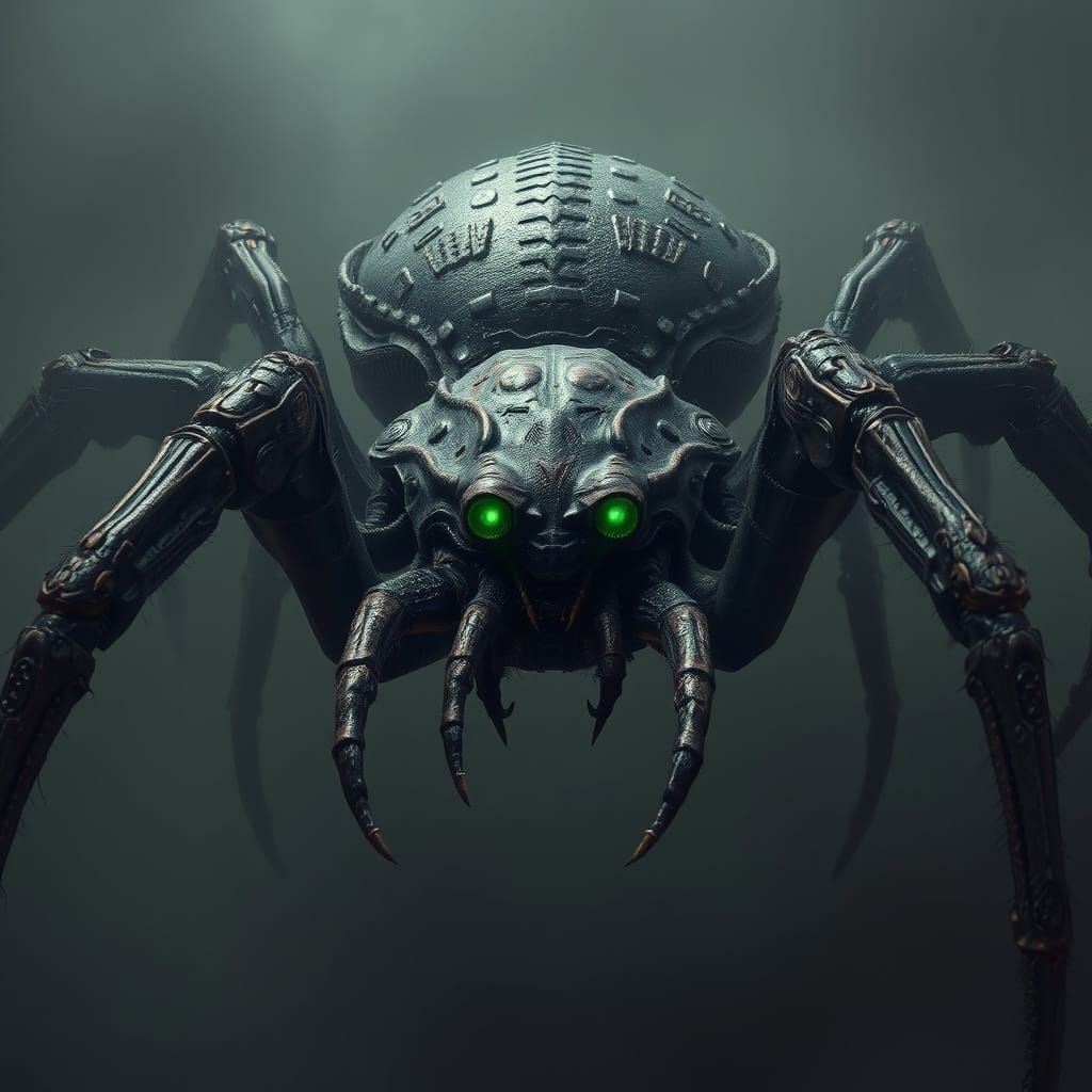 Eerie Leng Spider in Biomechanical Style