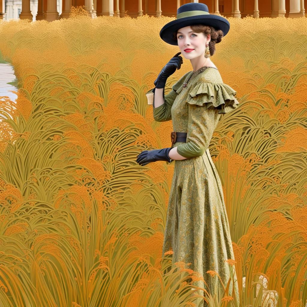 Klimt-Inspired Woman in Savannah Square