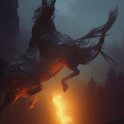 Majestic Horse in Dark Fantasy Style, 8K