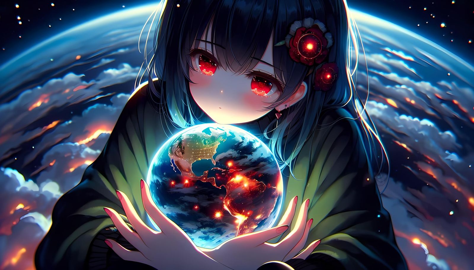 Anime Girl Observes Earth's Nuclear Apocalypse