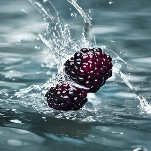 Blackberry Splash Art in Hyperrealistic Style