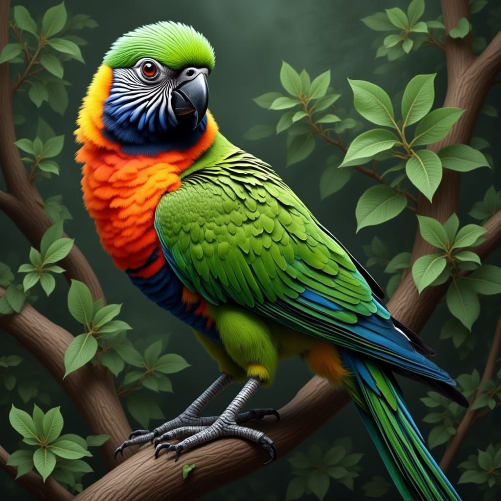 Zebra Punk Parrot in Abstract Style