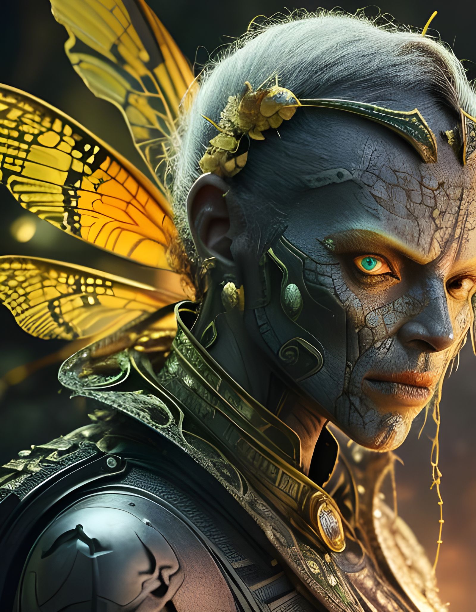 Insect Soldier Girl with Dermatological Skin Disease